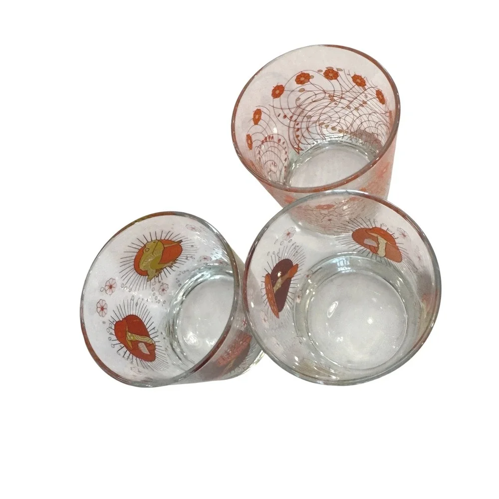 MCM Frog Mushroom Ladybug Drinking Glasses Set 3 Retro IKEA Tumblers Vintage